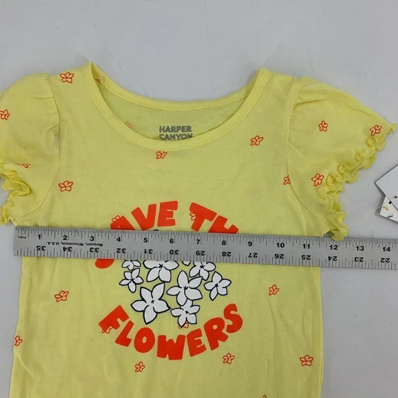 Harper Canyon Girls Save The Flowers Floral Ruffle Sleeve Cute TShirt Size 4 NWT - Picture 8 of 10